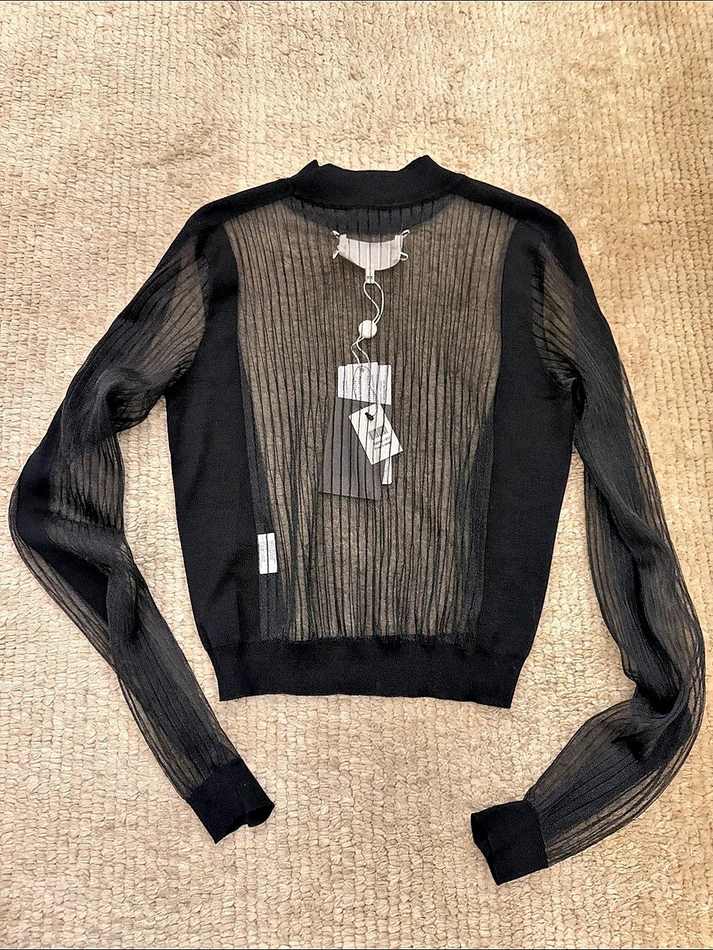 Alexander Wang Sheer Long Sleeve Top in Black Size Medium NWT
